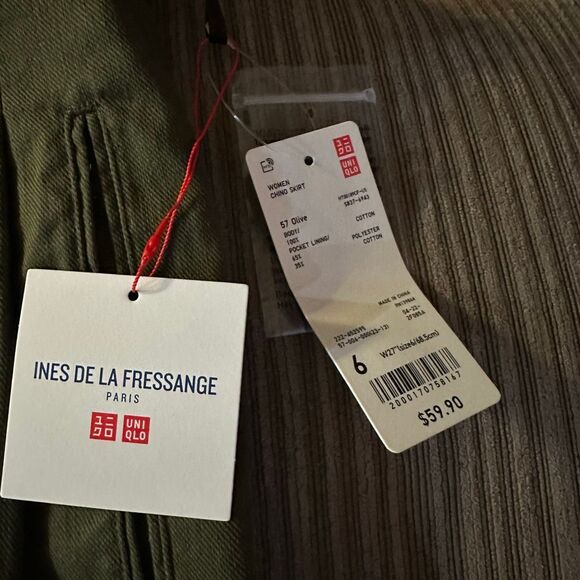 NWT Uniqlo Ines de La fressange olive skirt 6 - Picture 5 of 9